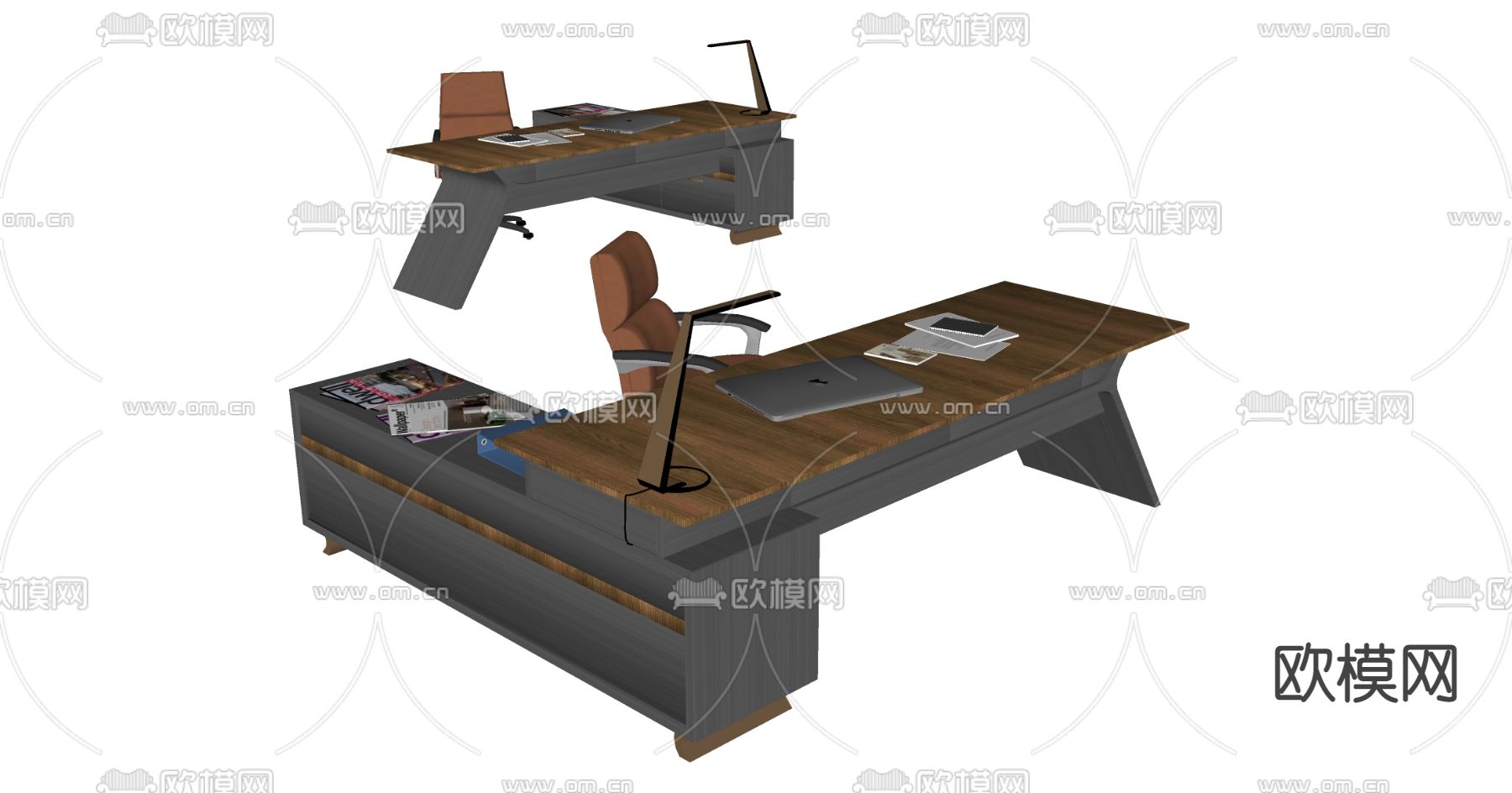 北欧经理办公桌椅su模型下载（渲染图2）