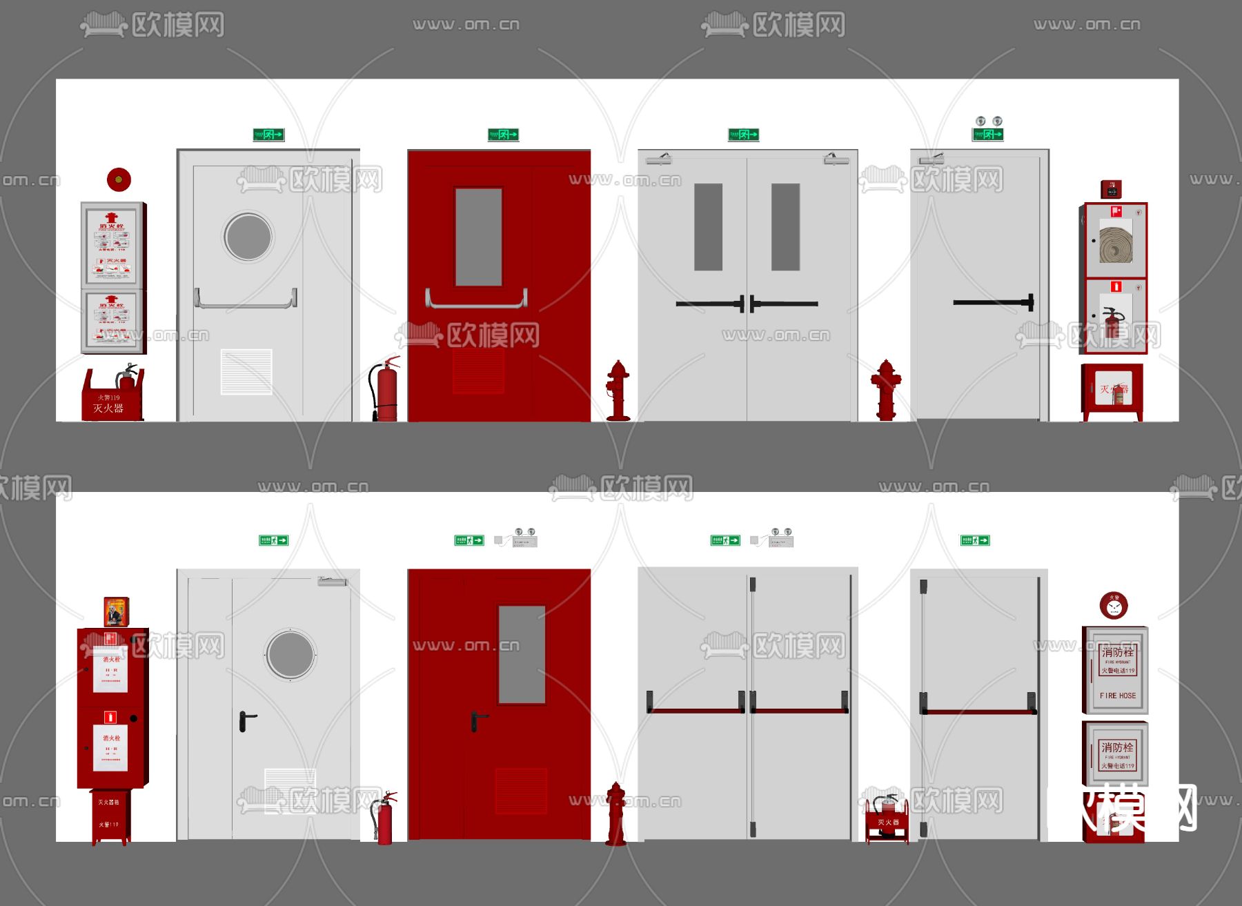 现代消防器材防火门消防门su模型下载