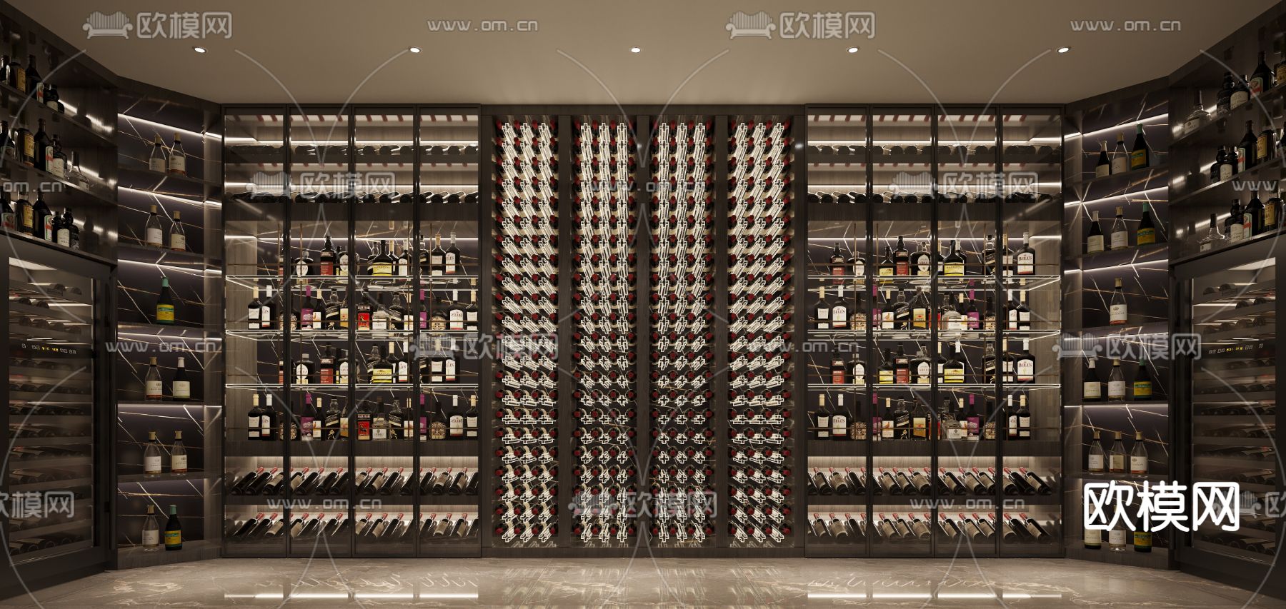 现代品酒室酒窖免费3d模型下载