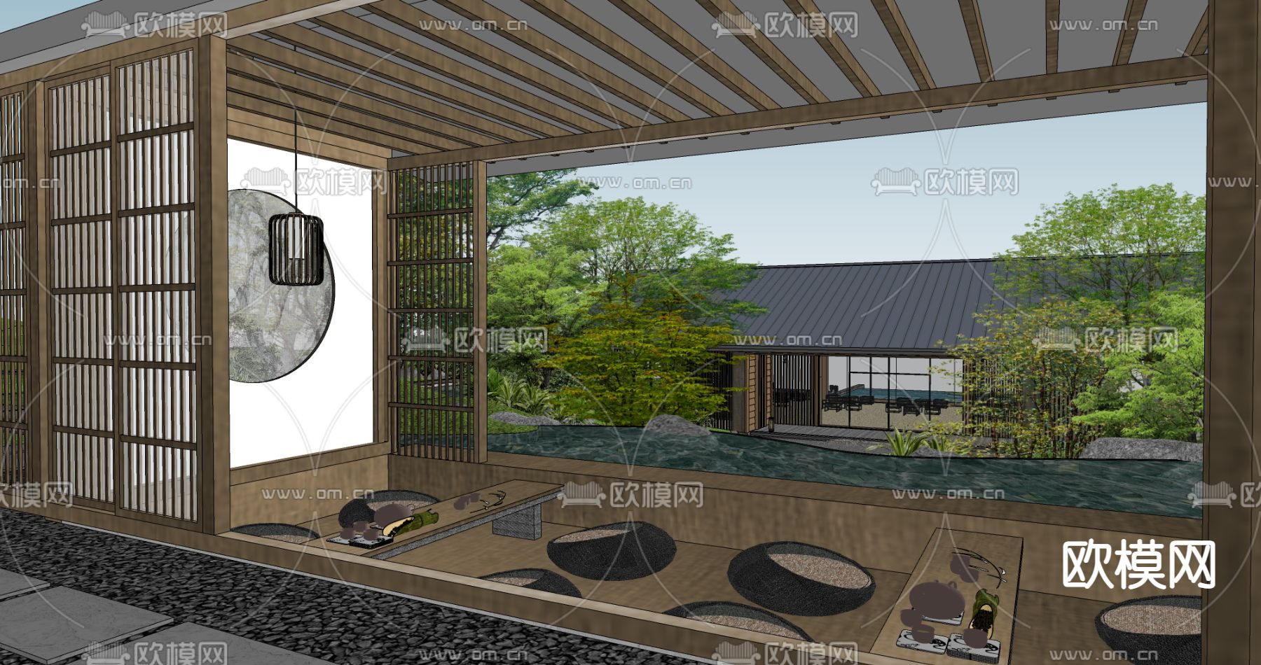 中式山间民宿su模型下载（渲染图4）