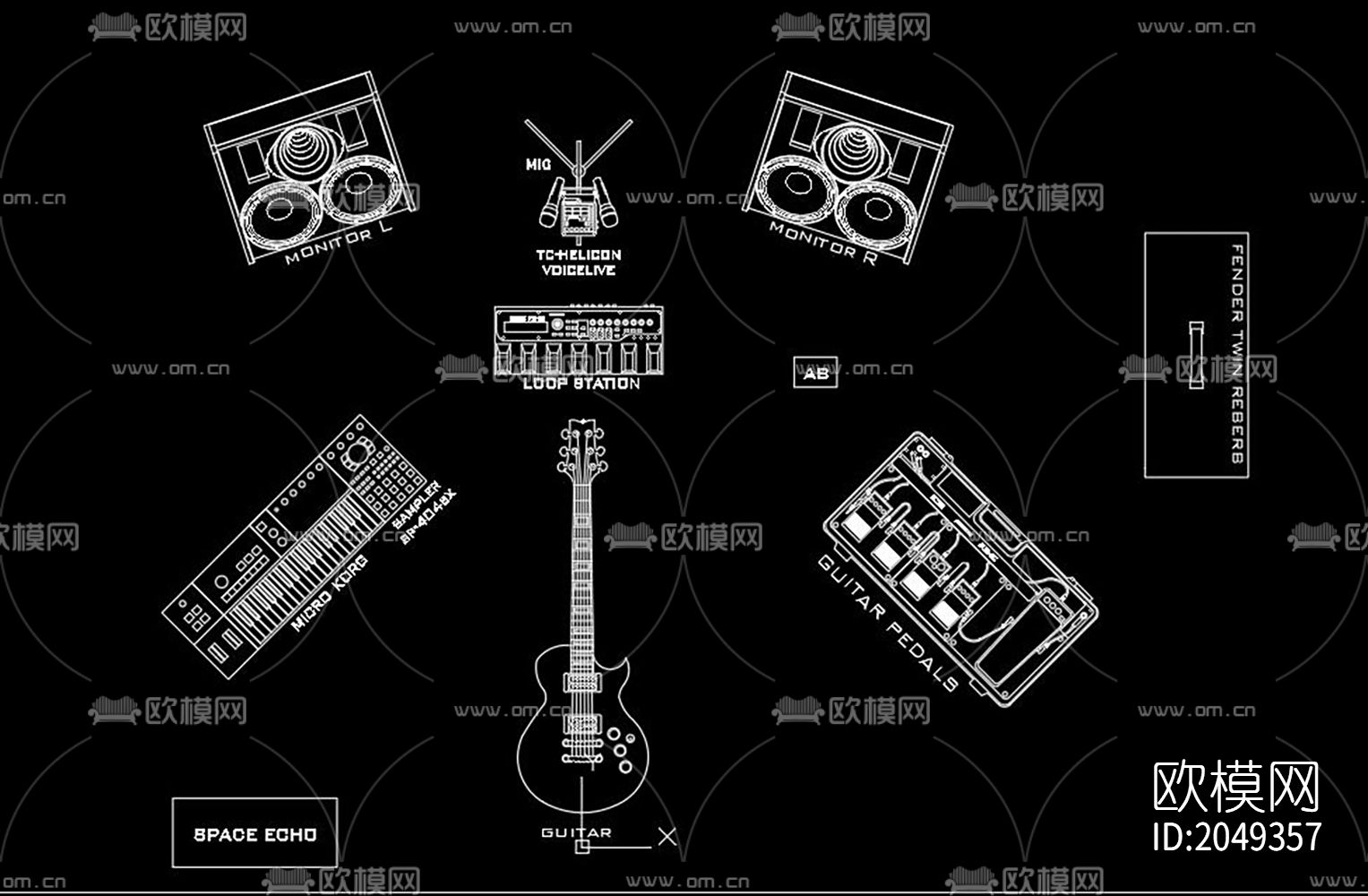 KTV设备cad图库下载（渲染图1）