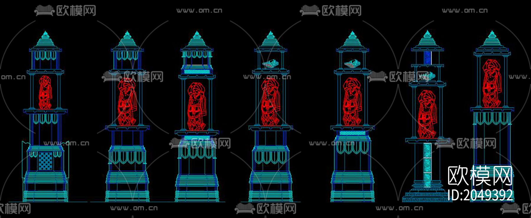 佛教寺庙装饰节点大样下载（渲染图9）