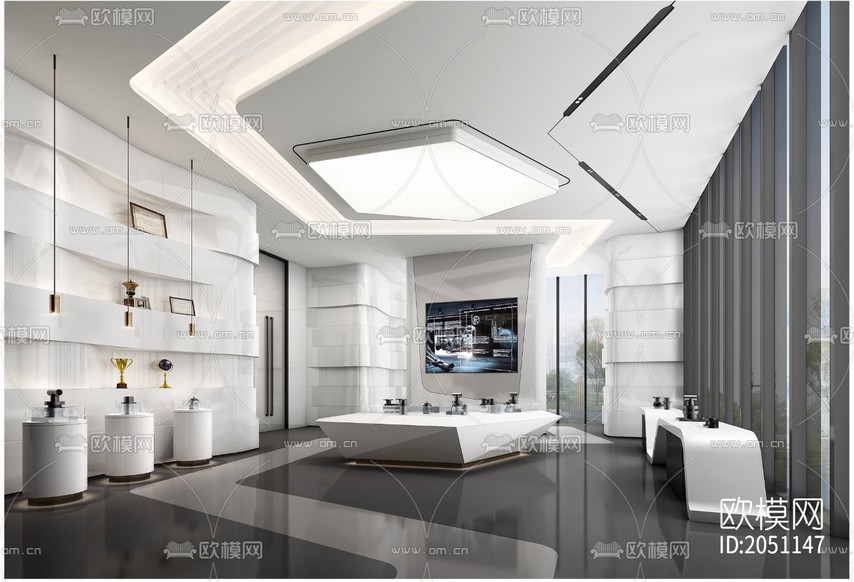展厅监控室会议室cad施工图下载(渲染图2)