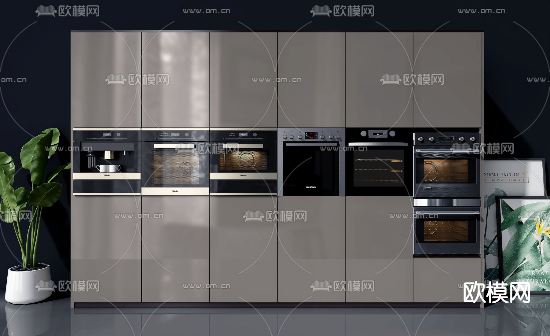现代烤箱蒸箱su模型下载（渲染图1）