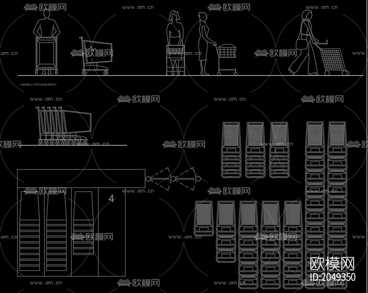 超市设备cad图库下载（渲染图2）