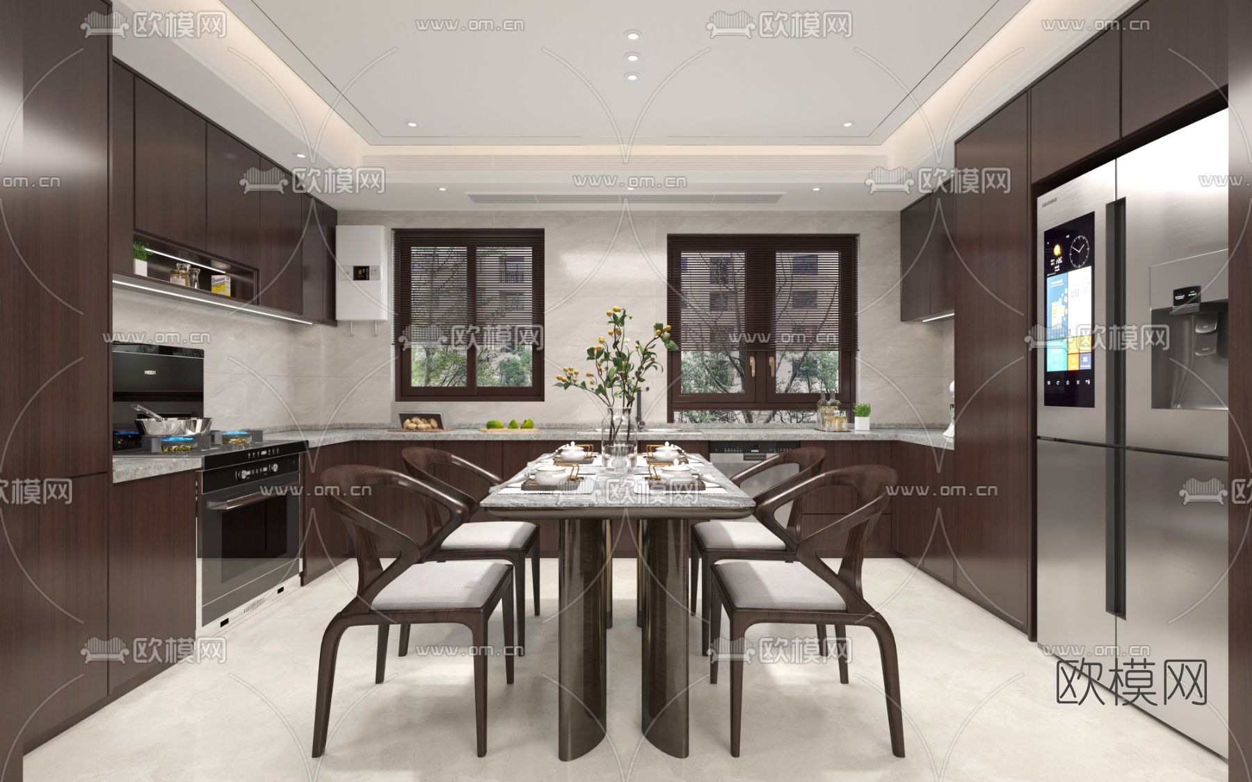 新中式客餐厅免费3d模型下载（渲染图4）