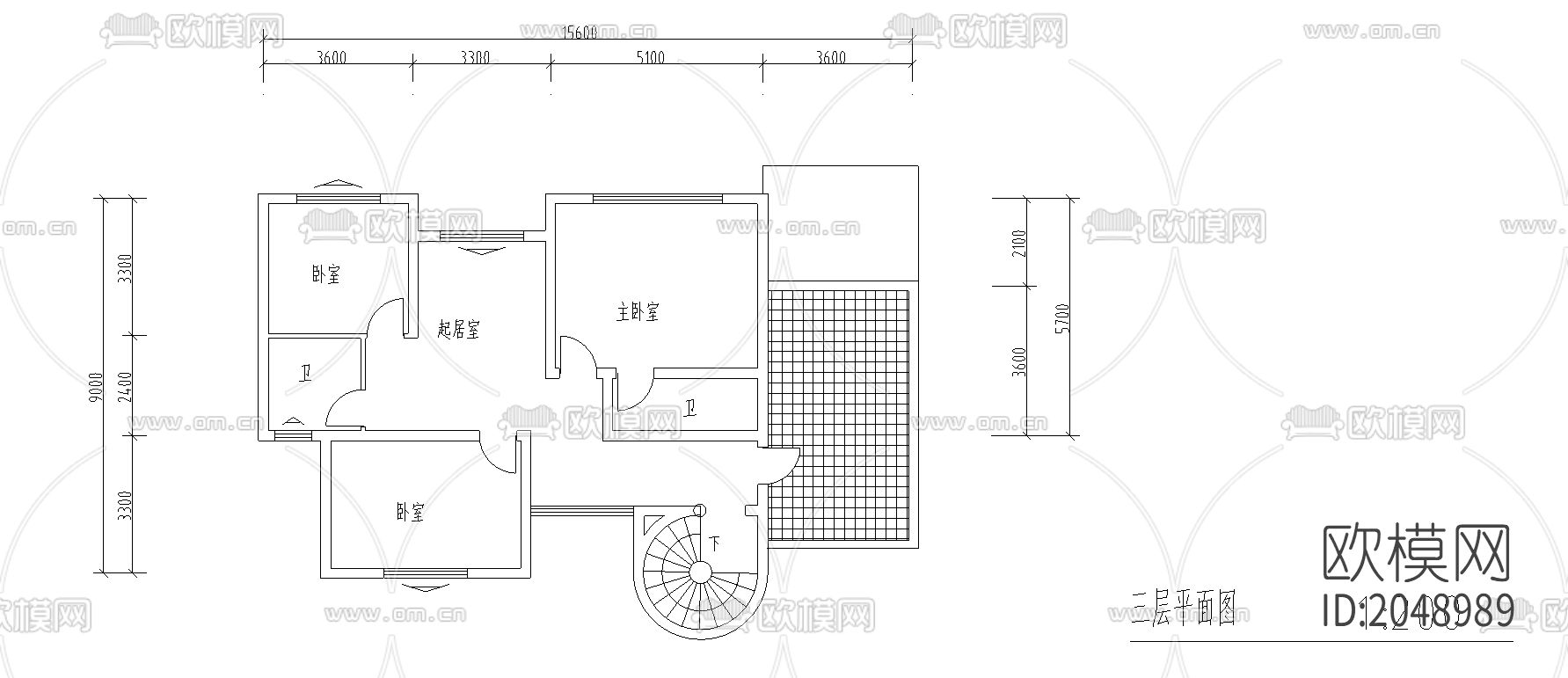 别墅cad施工图下载（渲染图2）