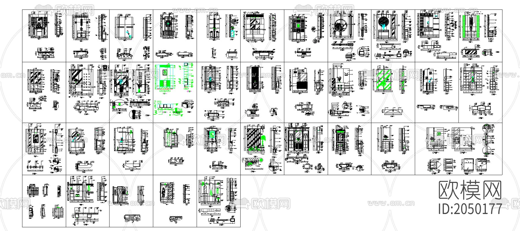 室内玄关装修cad施工图下载（渲染图1）