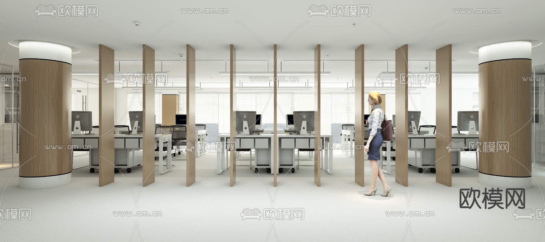 现代公共办公室免费3d模型下载