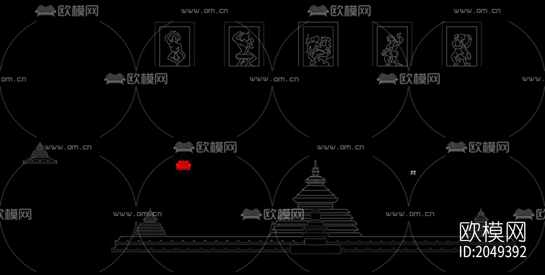 佛教寺庙装饰节点大样下载（渲染图3）