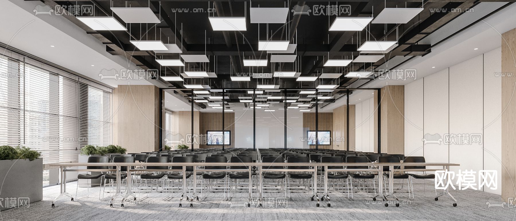现代会议室报告厅3d模型下载（渲染图2）