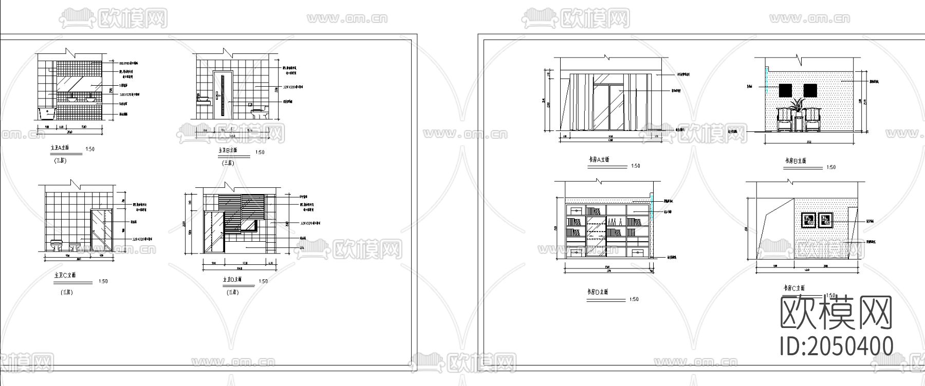 别墅cad施工图-免费3dmax模型库-欧模网