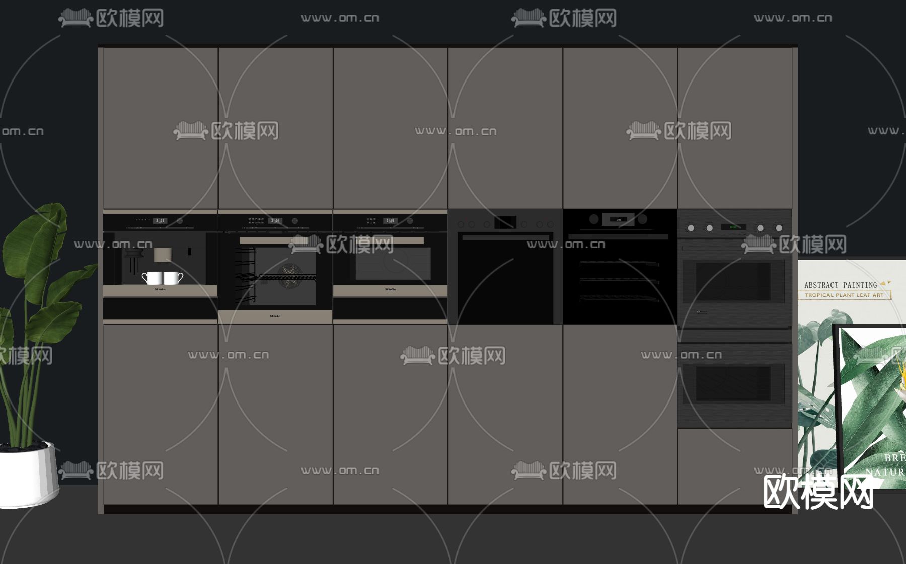 现代烤箱蒸箱su模型下载（渲染图2）