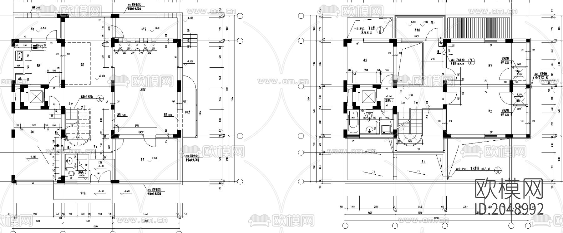 别墅cad施工图下载（渲染图1）