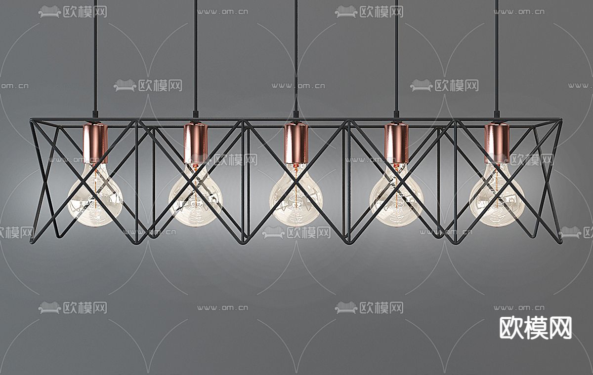 工业风吊灯免费3d模型下载