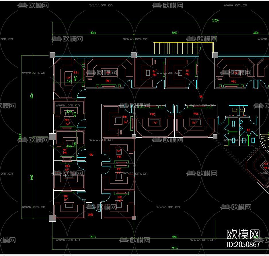 KTV平面cad施工图下载（渲染图2）