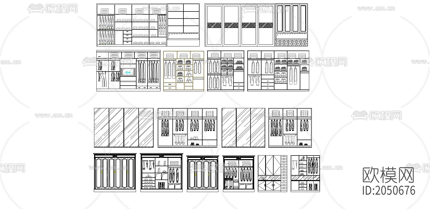 衣柜衣帽间鞋柜衣帽柜cad图库下载（渲染图3）