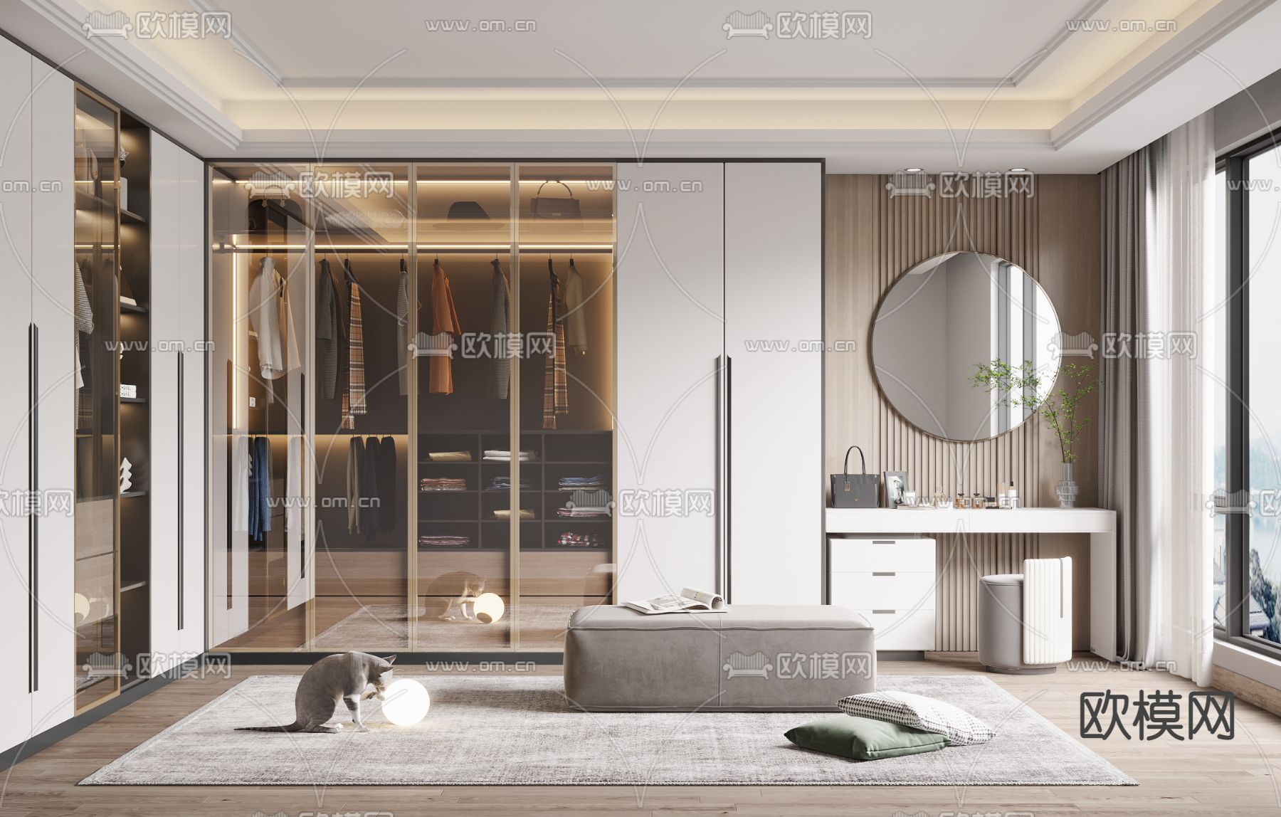 现代衣帽间3d模型下载