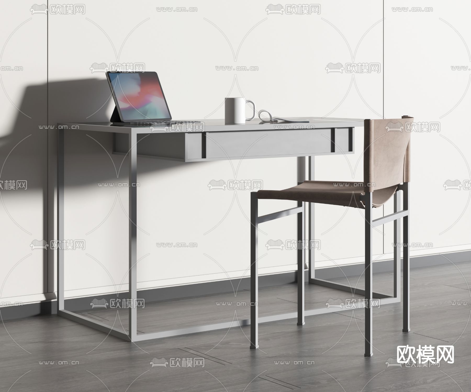 现代书桌椅su模型下载（渲染图1）