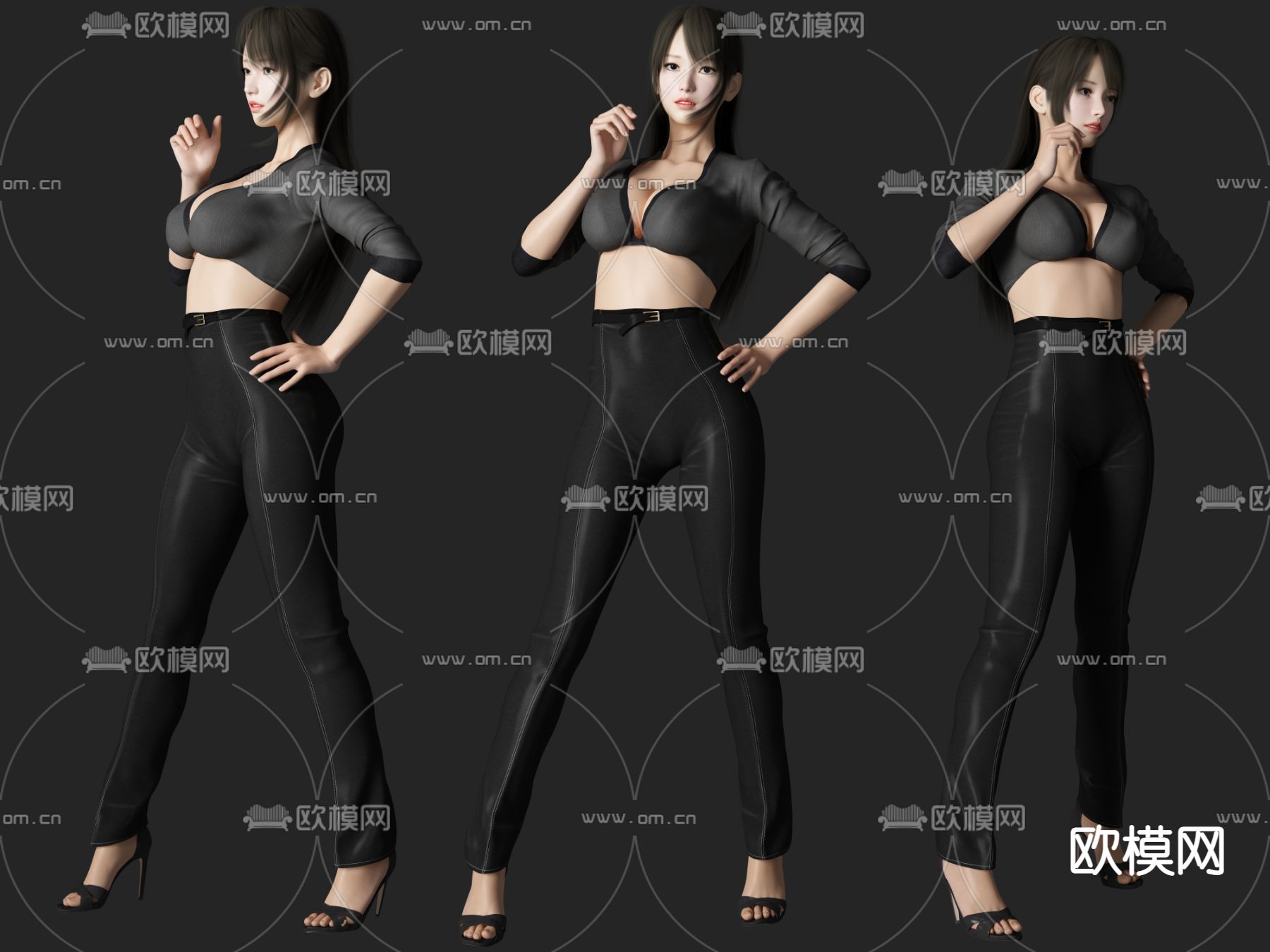 现代美女人物su模型下载（渲染图1）