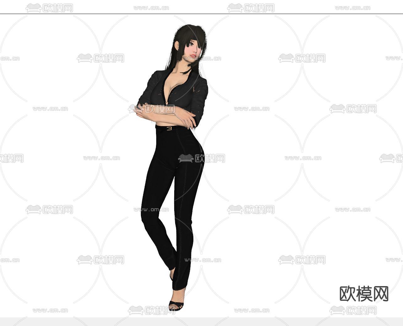 现代美女人物su模型下载（渲染图2）