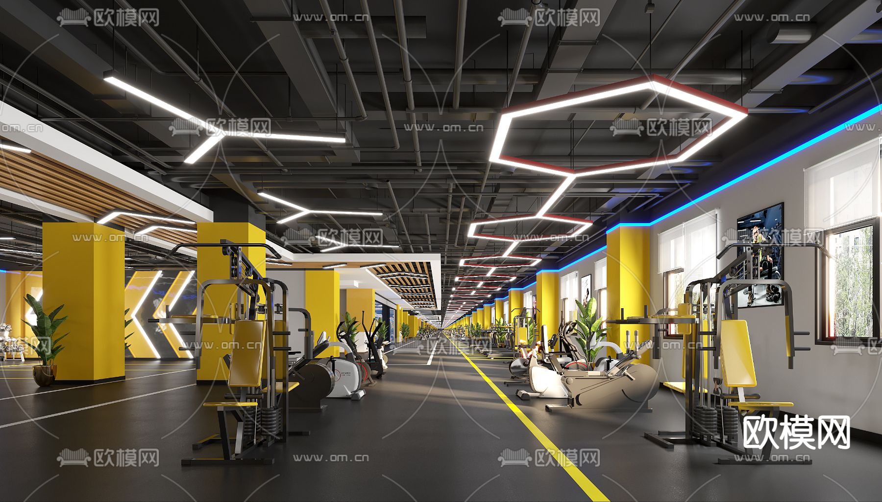 现代健身房3d模型下载（渲染图3）