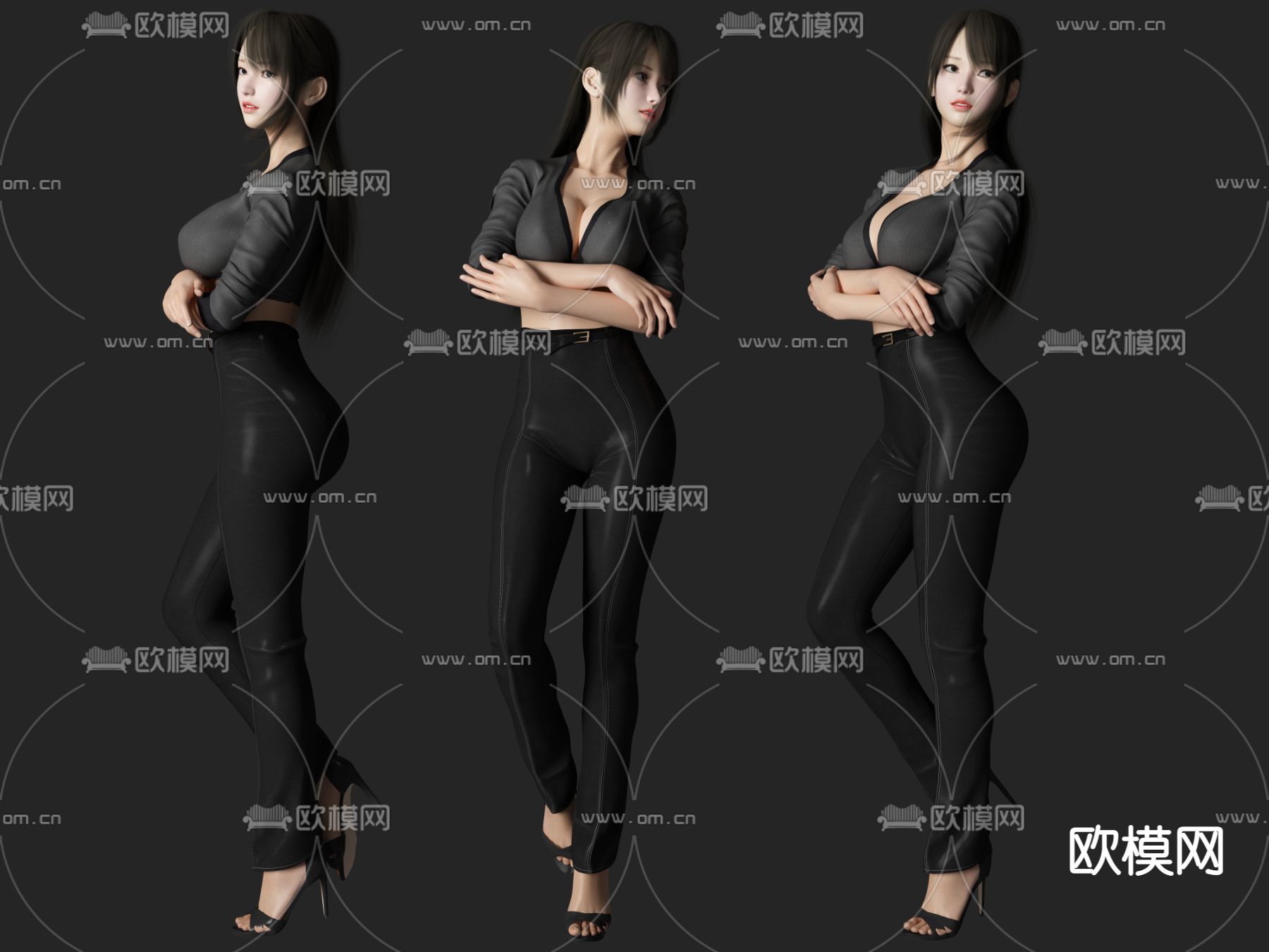 现代美女人物su模型下载（渲染图1）