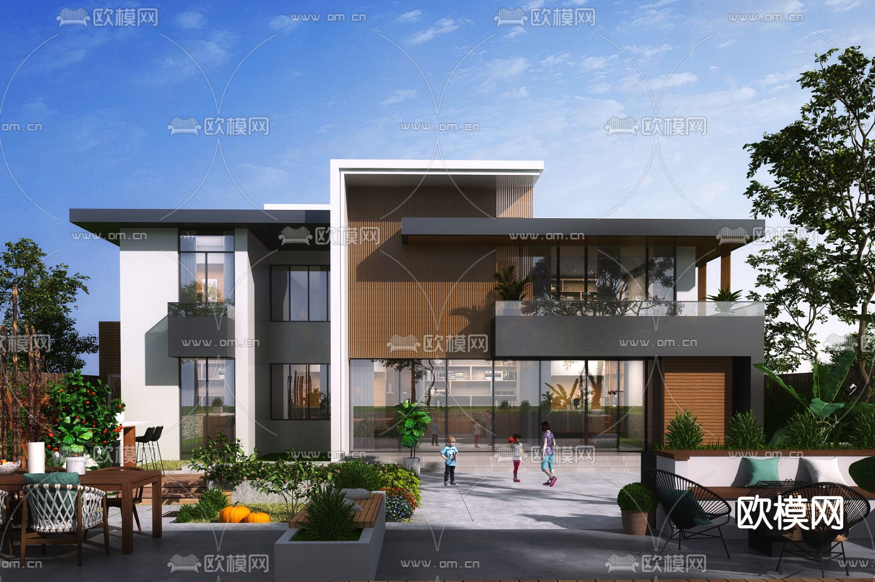 现代独栋别墅3d模型下载