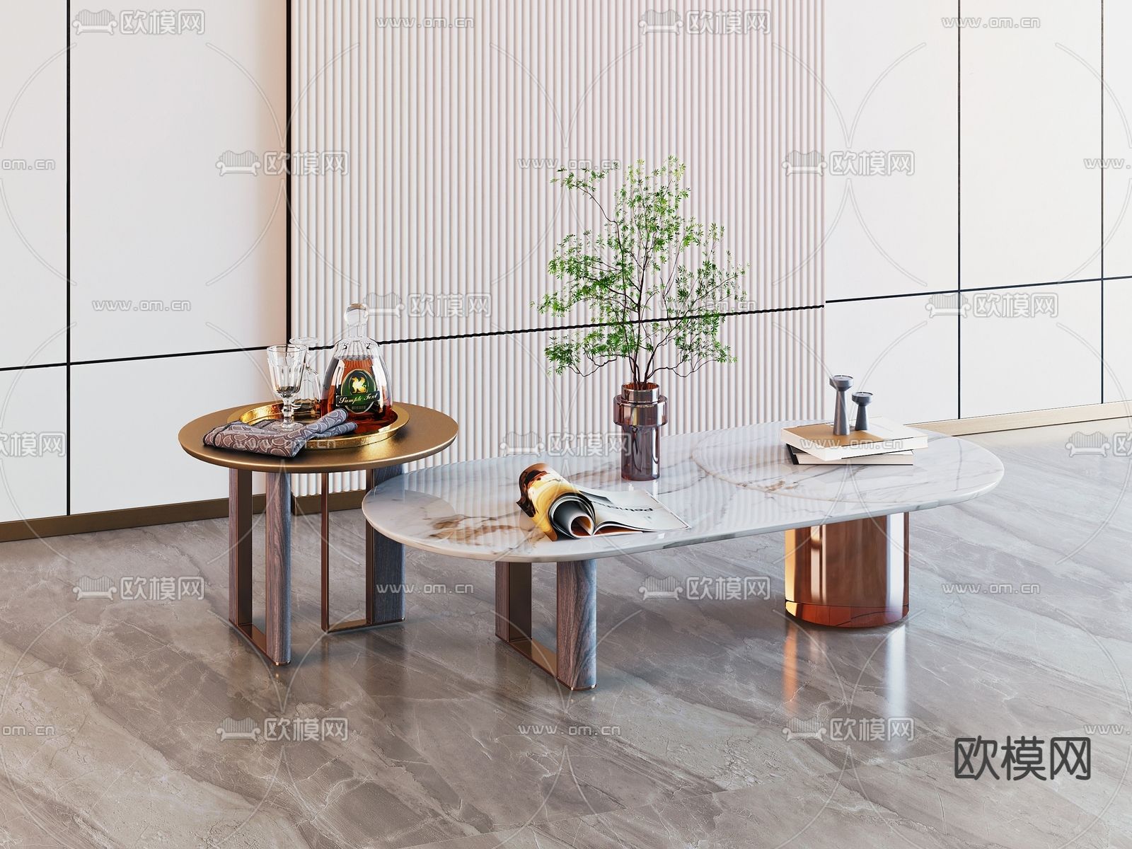 现代茶几su模型下载（渲染图1）