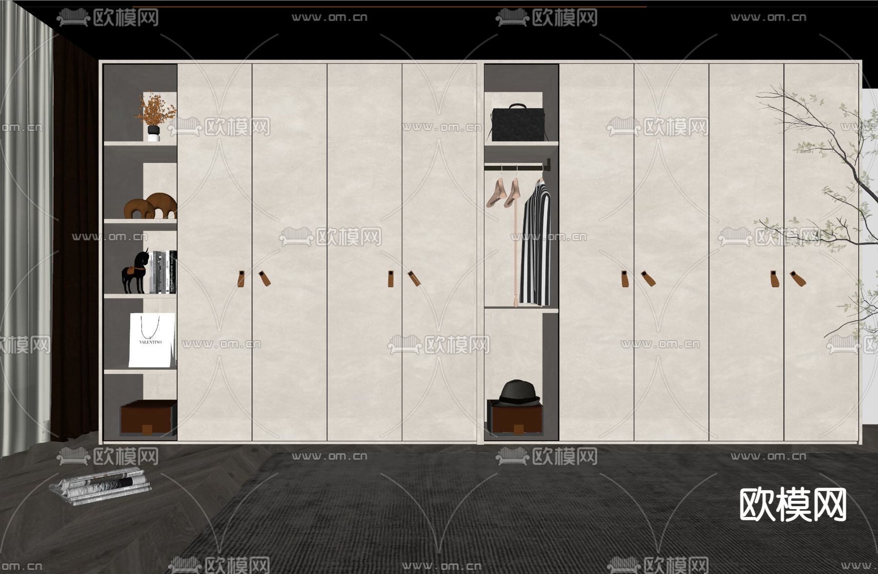 现代衣柜susu模型下载（渲染图2）