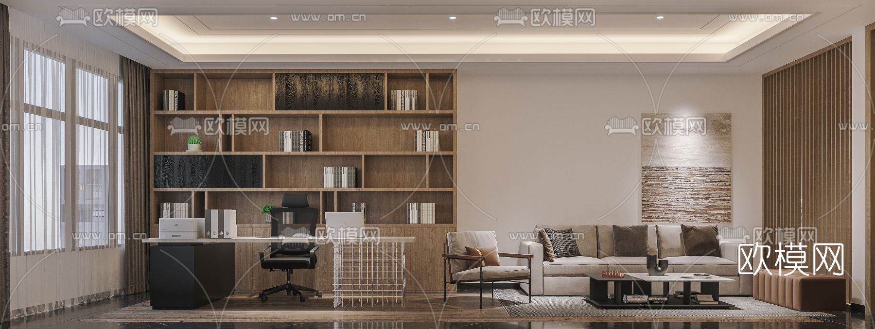 现代敞开式办公区3d模型