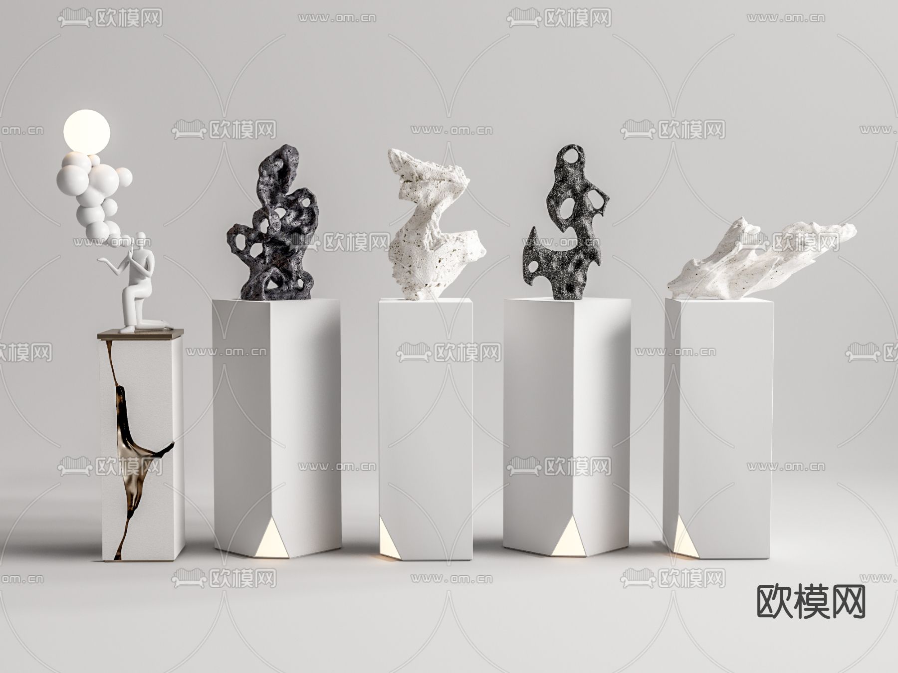 新中式太湖石饰品雕塑su模型下载（渲染图1）