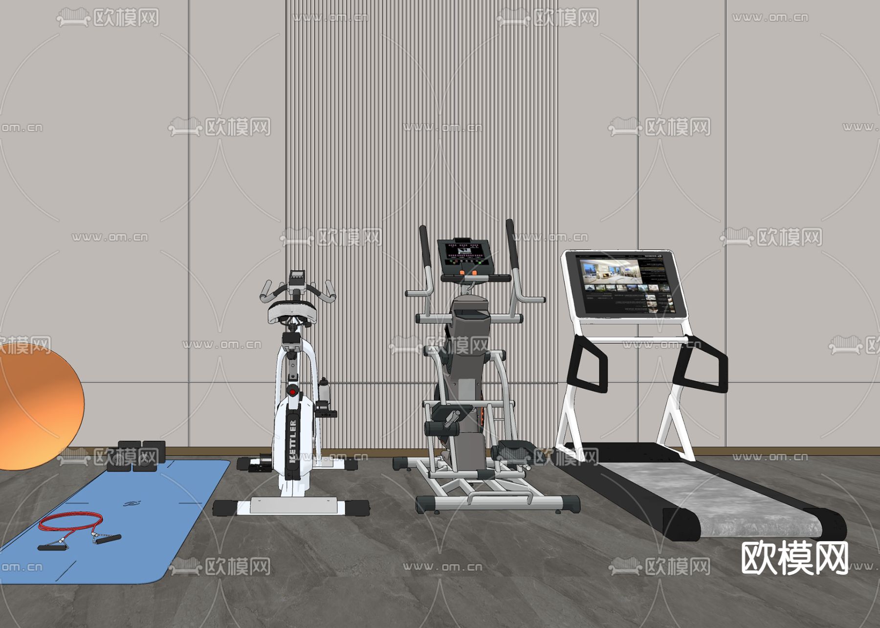 现代健身器材su模型下载（渲染图3）