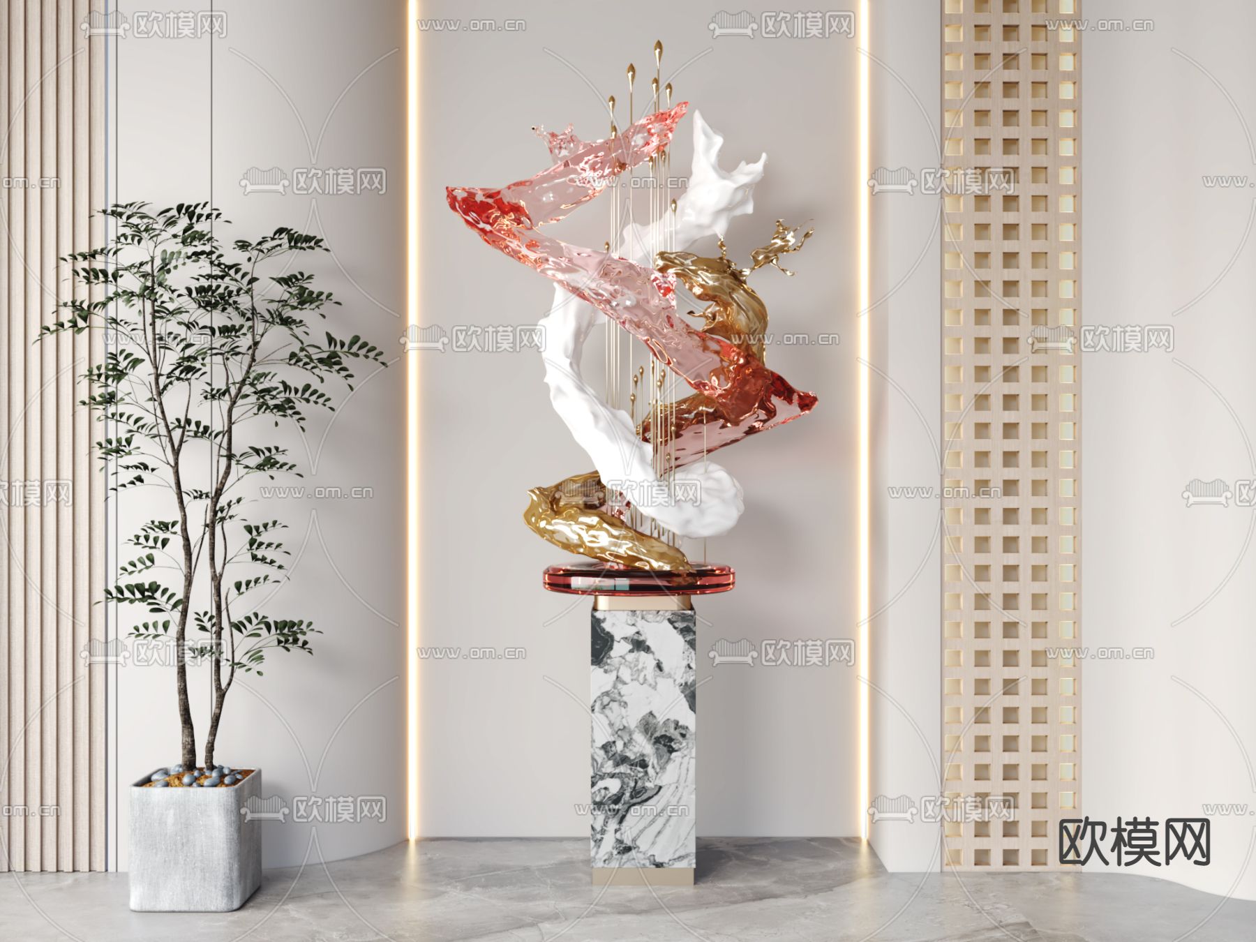 现代艺术抽象雕塑3d模型下载