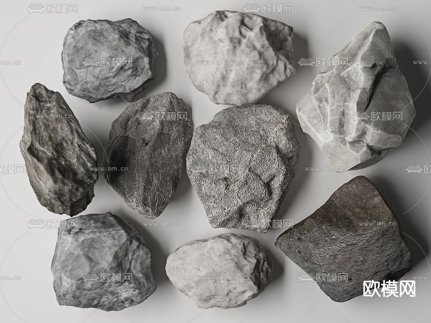 现代景观石头小品3d模型下载