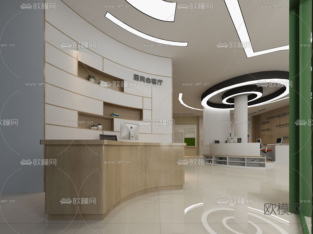 现代社区大厅居民会免费3d模型下载（渲染图6）