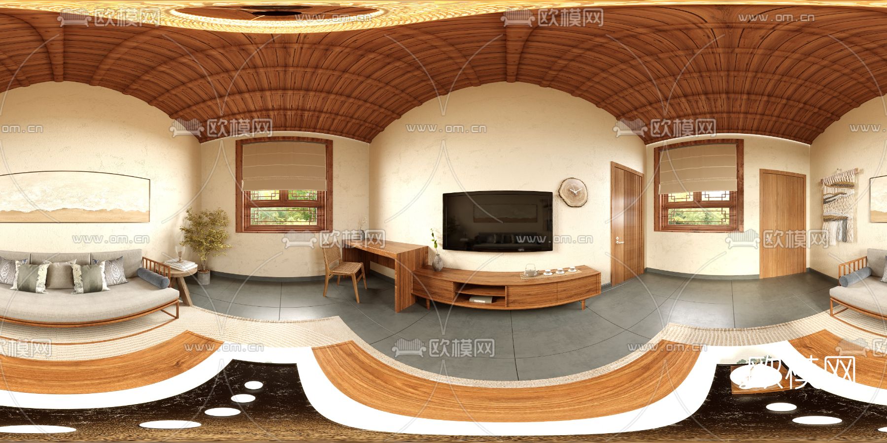 自然风民宿免费3d模型下载（渲染图2）