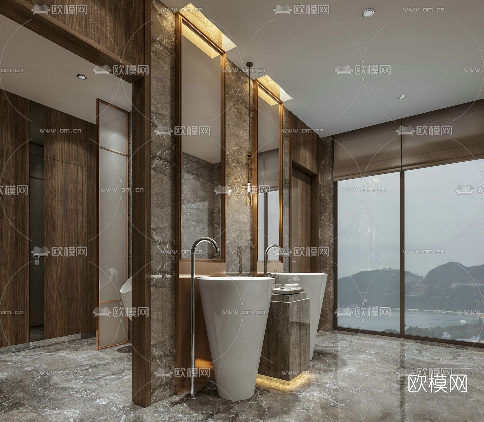 现代洗手台免费3d模型下载