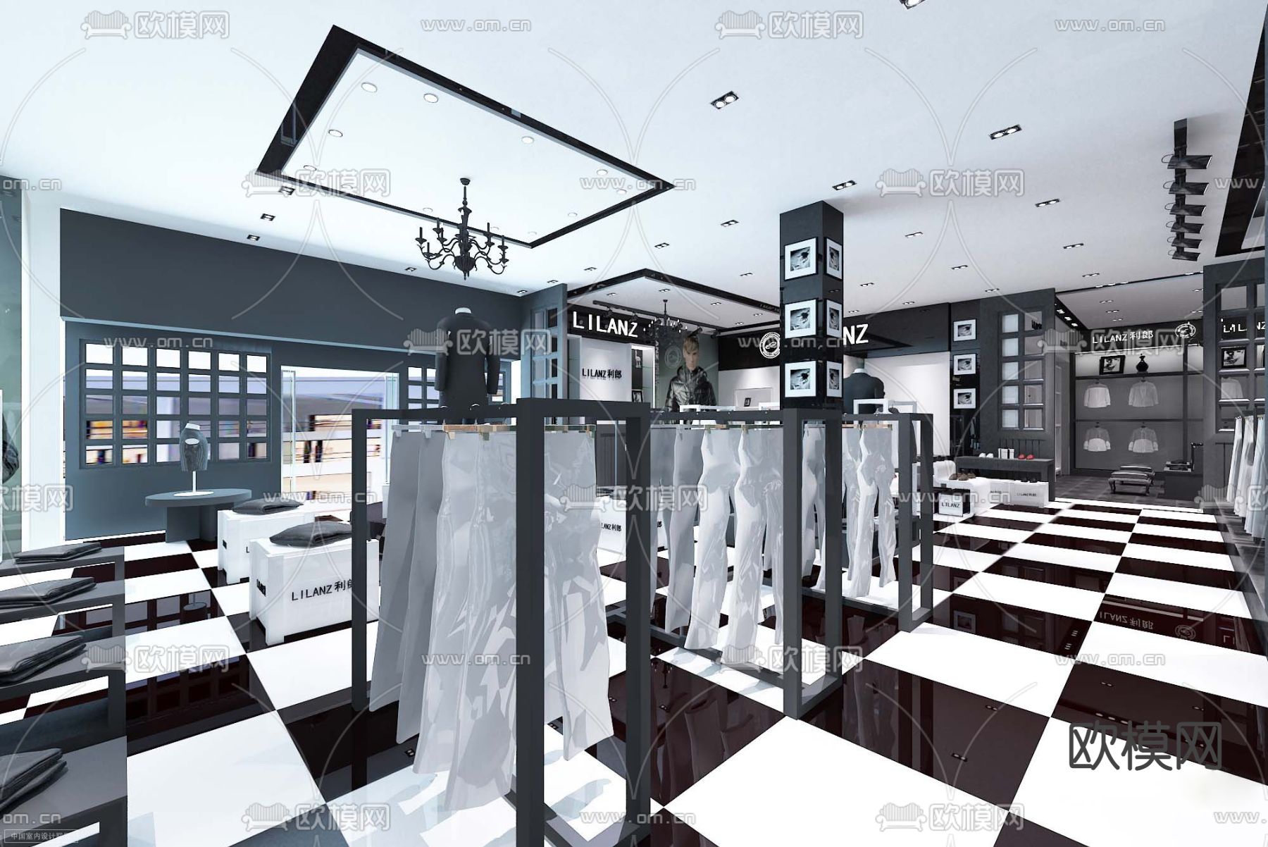 现代男装专卖店男装免费3d模型下载（渲染图2）