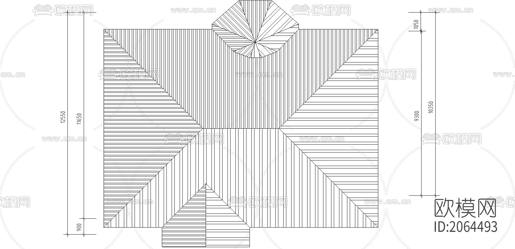 独栋别墅cad图纸下载（渲染图3）