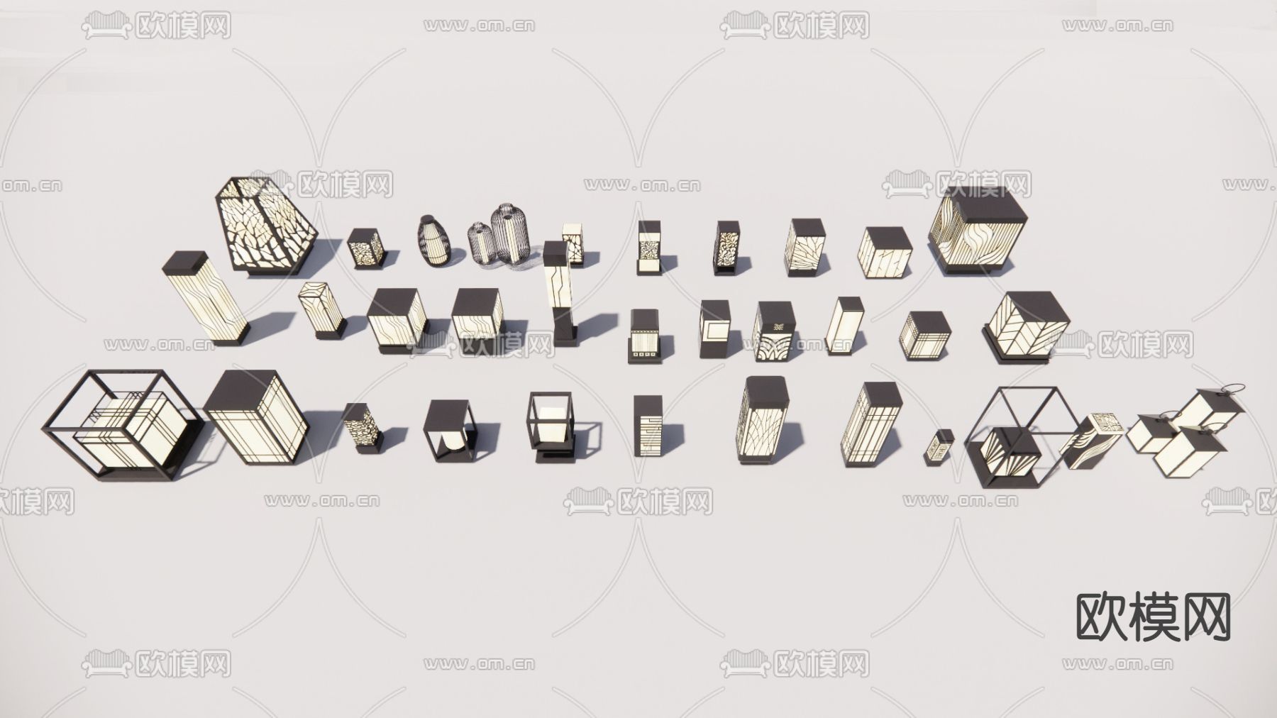 东南亚落地灯su模型下载（渲染图1）