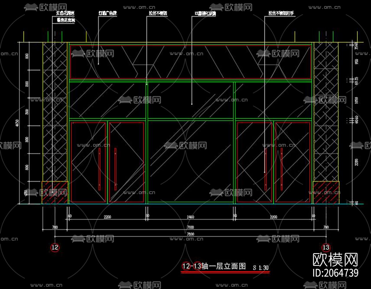 玻璃幕墙cad施工图下载（渲染图3）