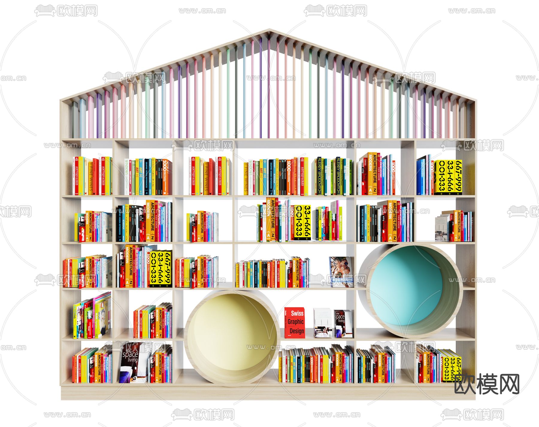 现代儿童书柜3d模型下载