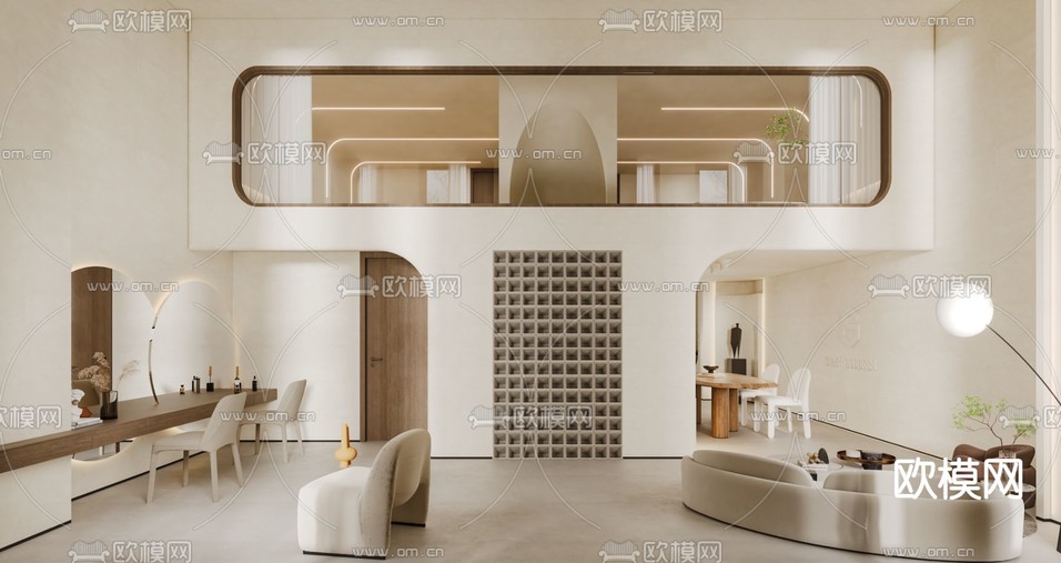 侘寂风美容店3d模型下载(渲染图1)