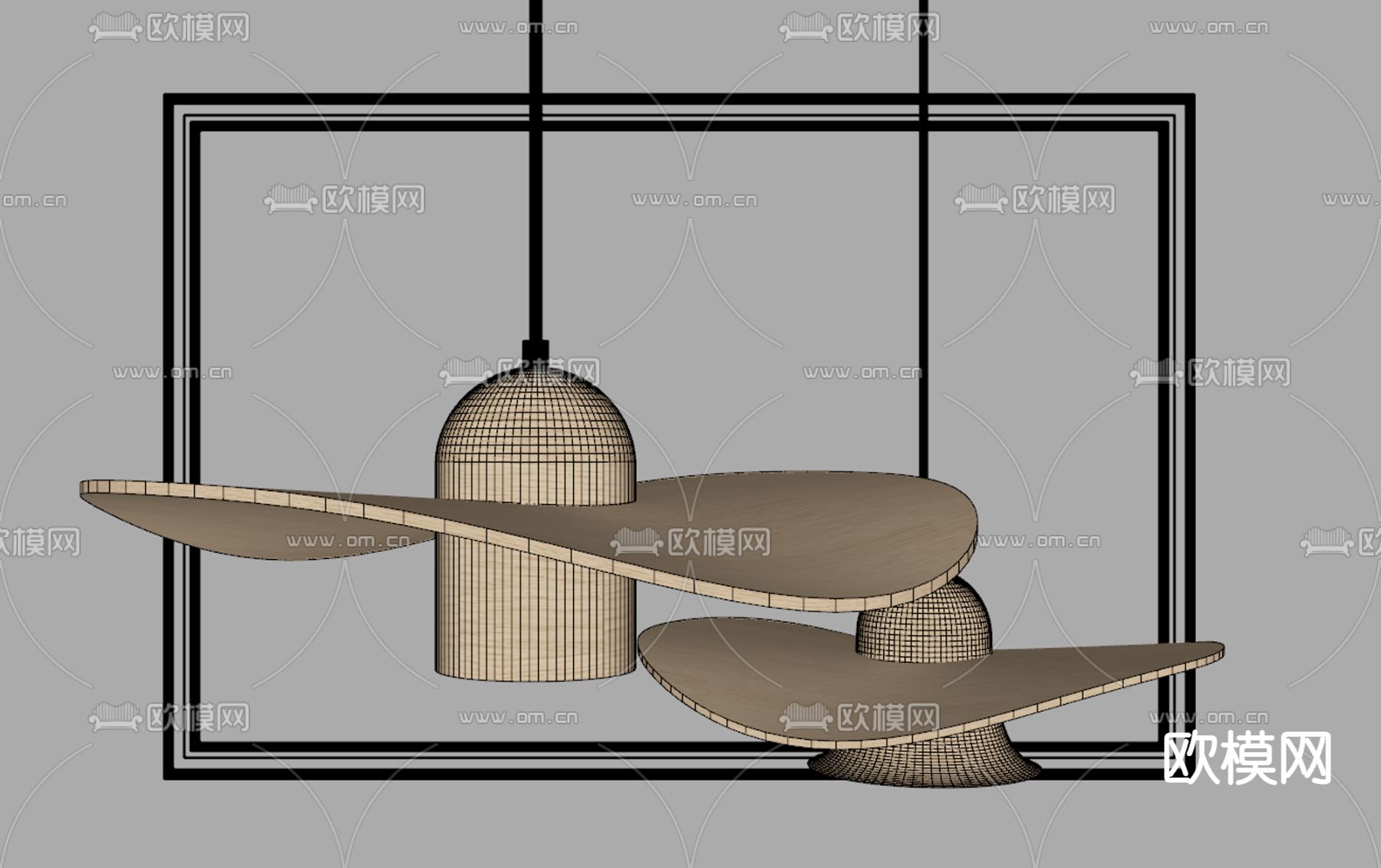 侘寂风创意吊灯su模型下载（渲染图2）