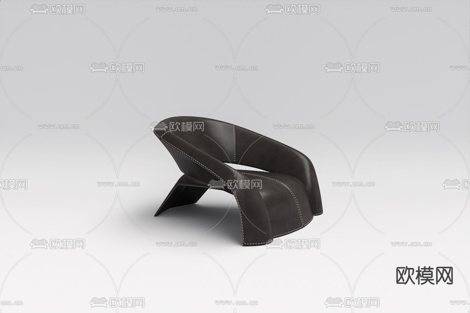 现代皮革单人沙发免费3d模型下载