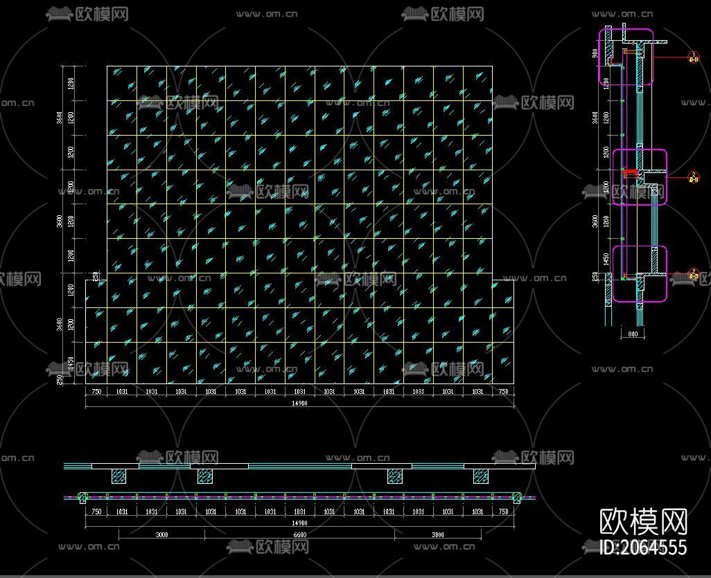 玻璃幕墙cad节点图下载（渲染图7）