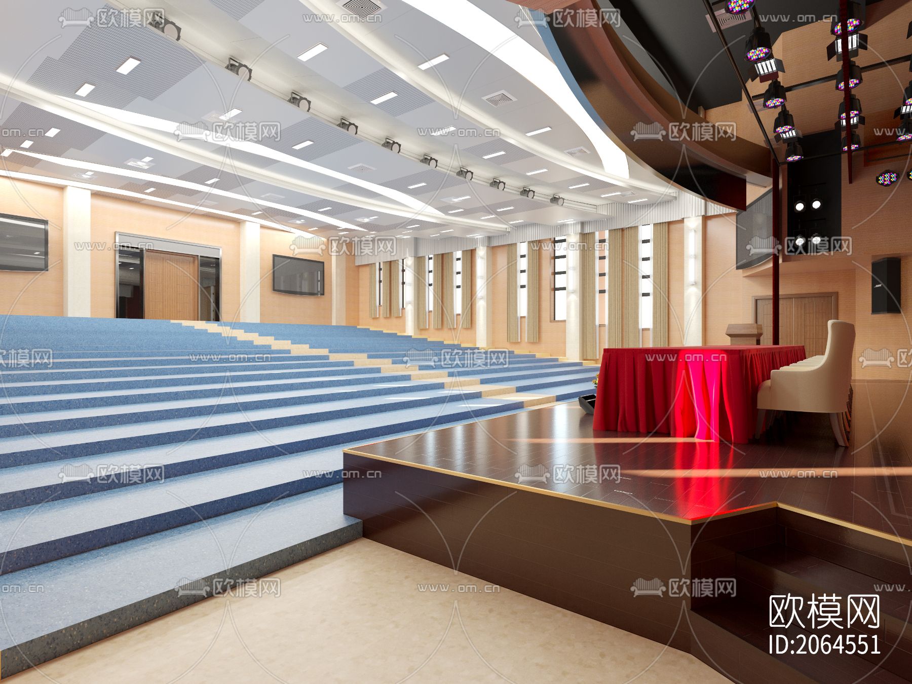 报告厅会议室cad施工图下载（渲染图7）