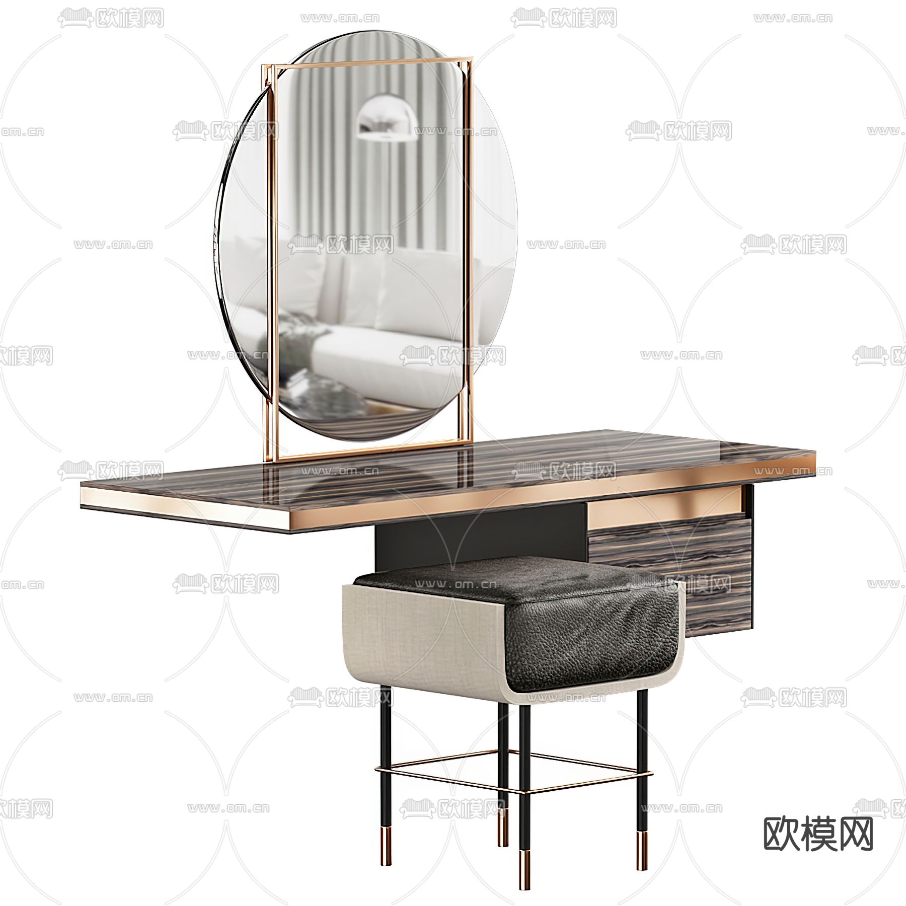 现代轻奢梳妆台3d模型下载