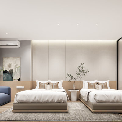  现代酒店客房su模型 